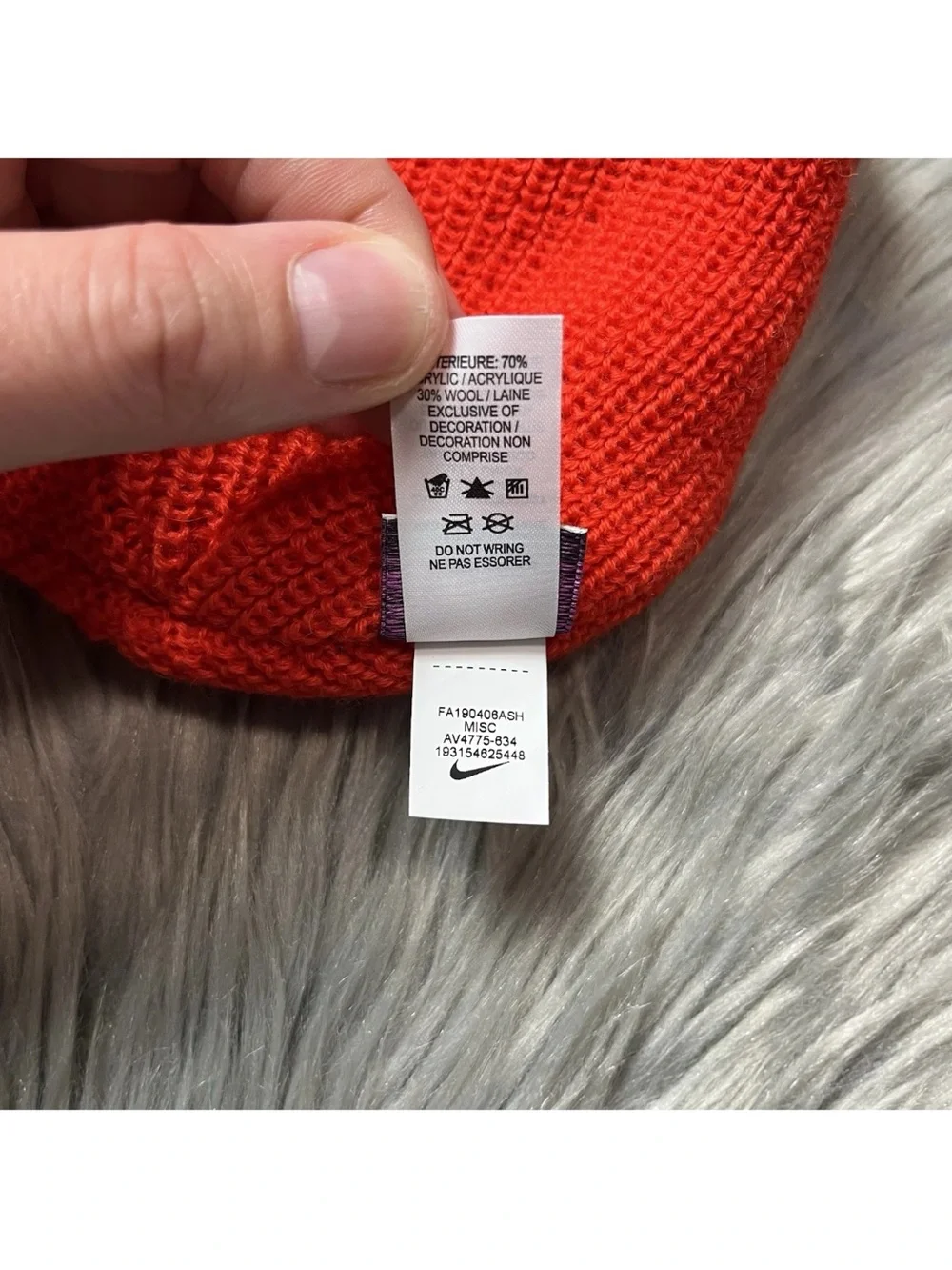 Nike ACG Orange Knit Beanie One Size Wool Blend